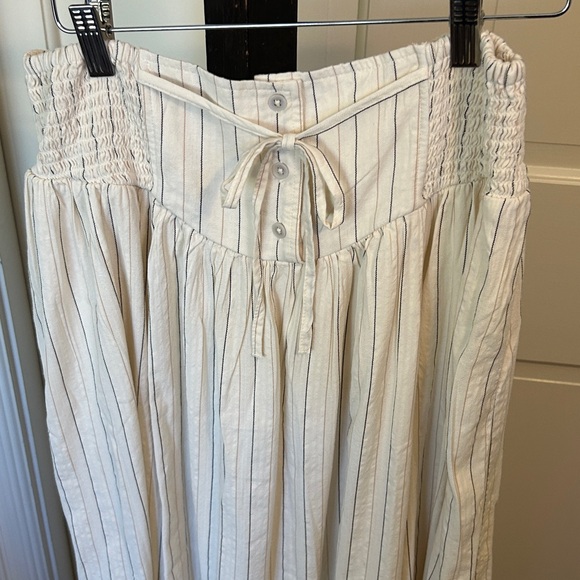 Flare Midi Maxi Skirt Womens Natural White Pin Stripe Black + Tan Fully Lined - Picture 7 of 15